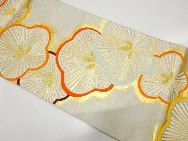 JAPANESE KIMONO / ANTIQUE PLUM PATTERN WOVEN FUKURO OBI (MATERIALS)